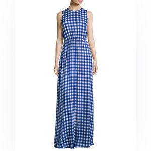 Diane von Furstenburg (DVF) blue-beige silk crepe de chine maxi dress. Like new.